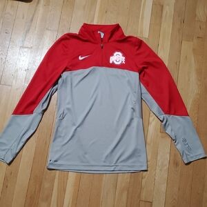 Nike Red and Gray Ohio State Half-Zip Pullover Size Small